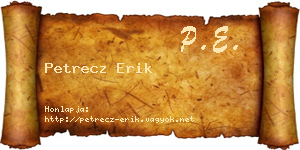 Petrecz Erik névjegykártya